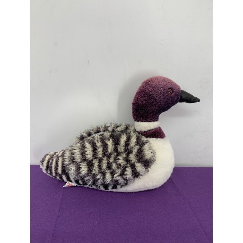 Mary Meyers 13 Inch Leah Loon Realistic Black White Purple Plush Duck Bird